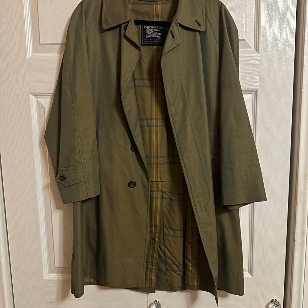 Green/beige Burberry Trench Coat
